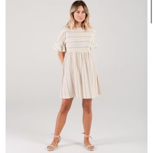 Rylee and Cru babydoll dress carnival stripe